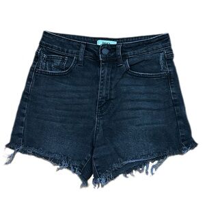 JustBlack JBD High Rise A-Line Stretch Fray Short in Black